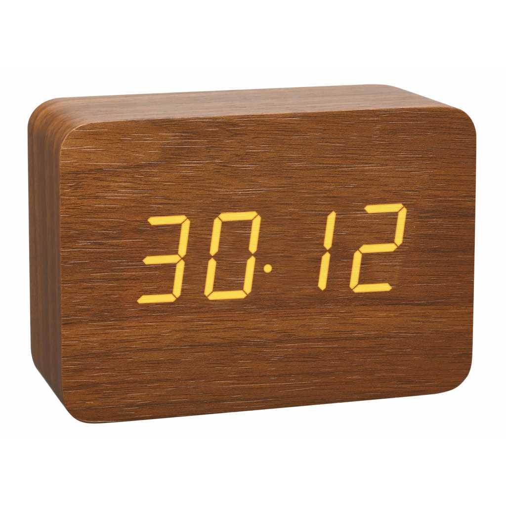 Bild von „Clocco” Design Funk-Wecker in Holz-Optik 60.2549.08