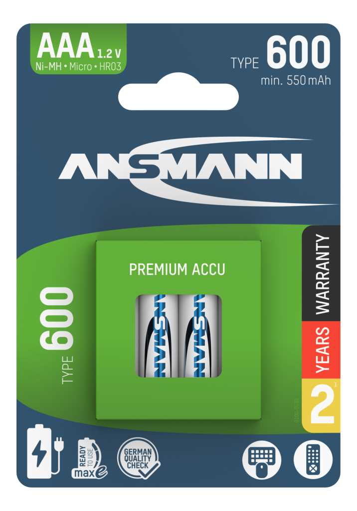 Bild von Ansmann NiMH-Akku Micro 550mAh 1311-0022 4er-Blister