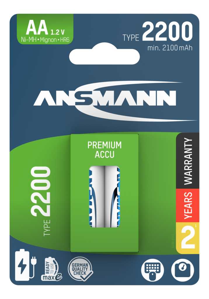 Bild von Ansmann NiMH-Akku Mignon 2100mAh 1312-0023 2er Blister